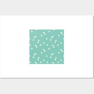 Scattered Dots Minimalist Geometric Pattern - Cute Pastel Teal Posters and Art